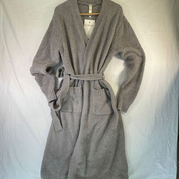 Malibu Luxxe Gray Cozy Soft Long Wrap Feather Yarn Robe Size Medium NWT
